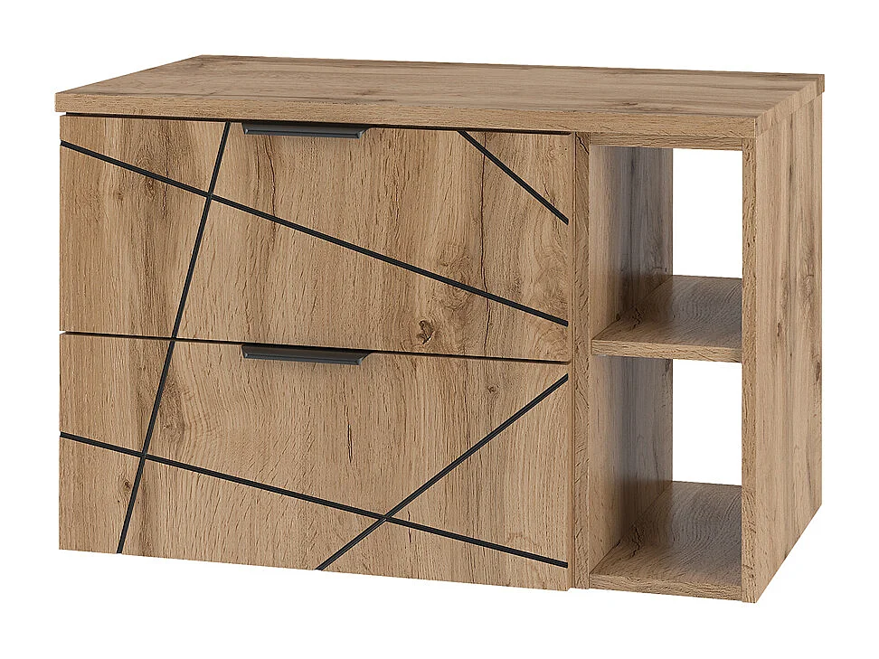 Meuble sous-vasque 80cm 2 niches plan de toilette Teren Bois