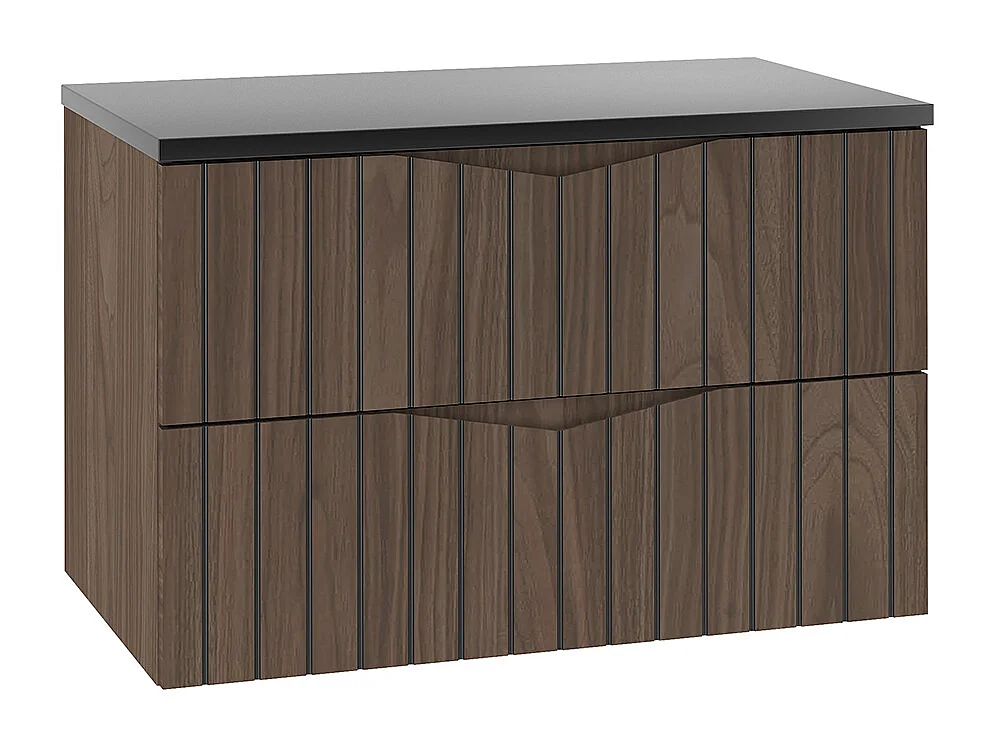 Meuble sous-vasque 80cm plan de toilette Siena bois et noir