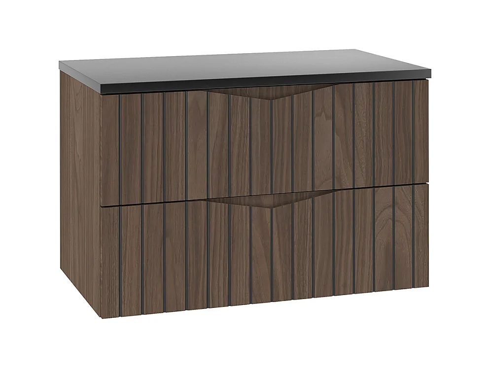 Meuble sous-vasque 80cm plan de toilette Siena bois et noir