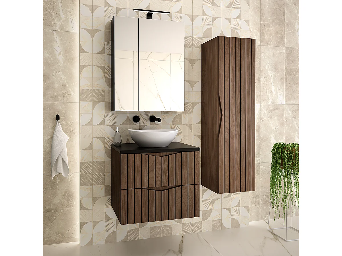 Meuble sous-vasque 60cm Siena bois et noir