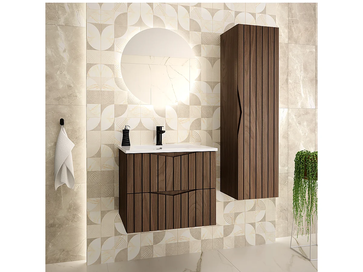 Meuble sous-vasque 60cm Siena bois et noir