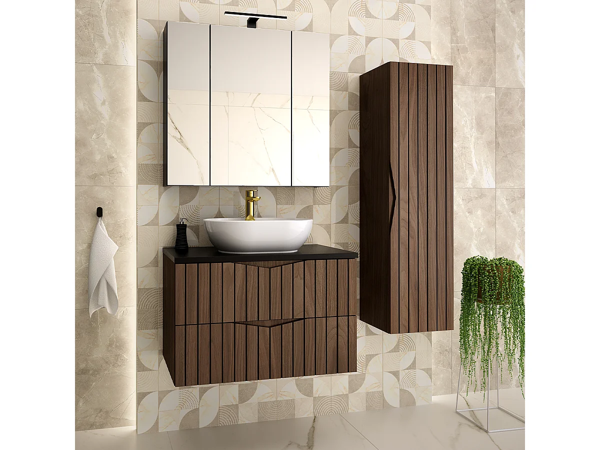 Meuble sous-vasque 80cm Siena bois et noir