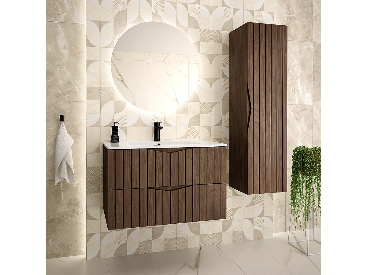 Meuble sous-vasque 80cm Siena bois et noir