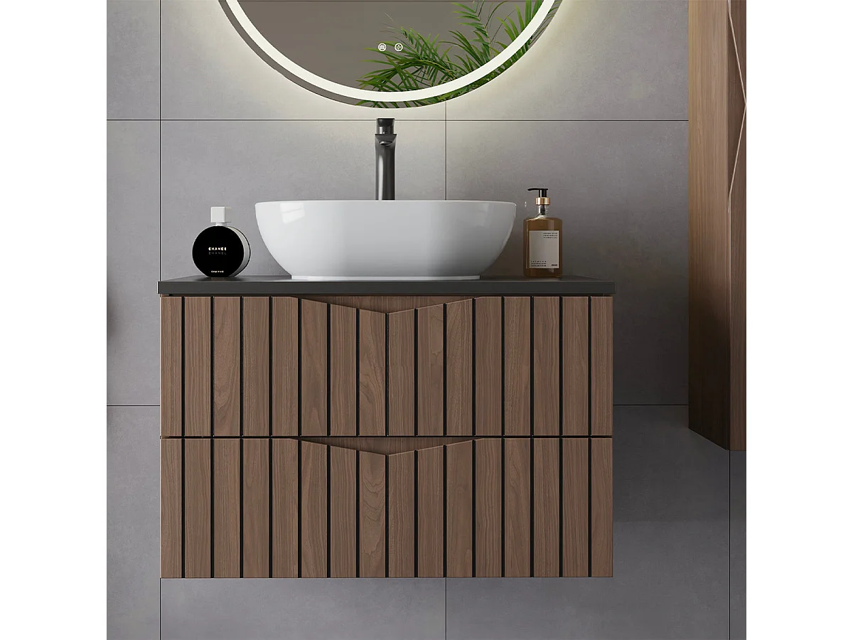 Meuble sous-vasque 80cm Siena bois et noir
