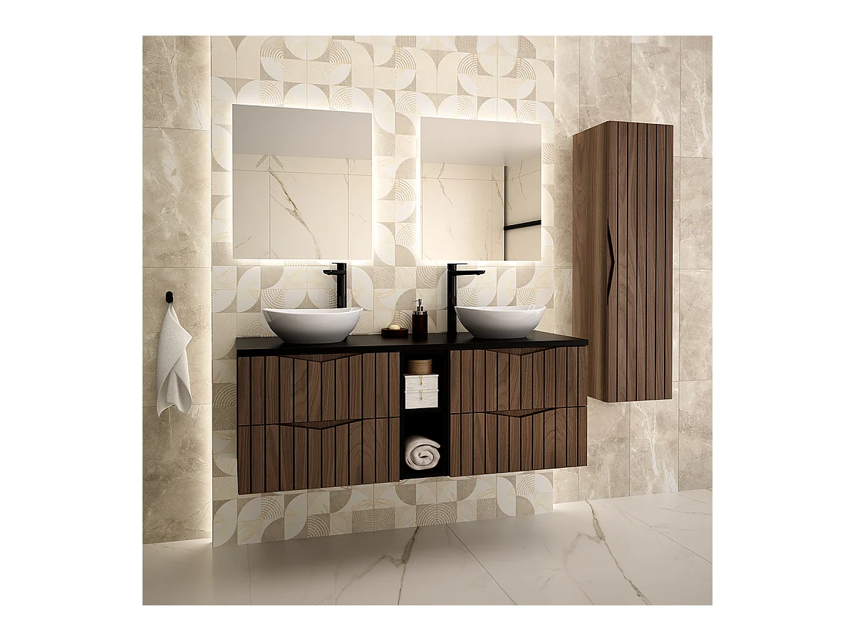 Mobile bagno senza lavabo Siena marrone e nero 140cm