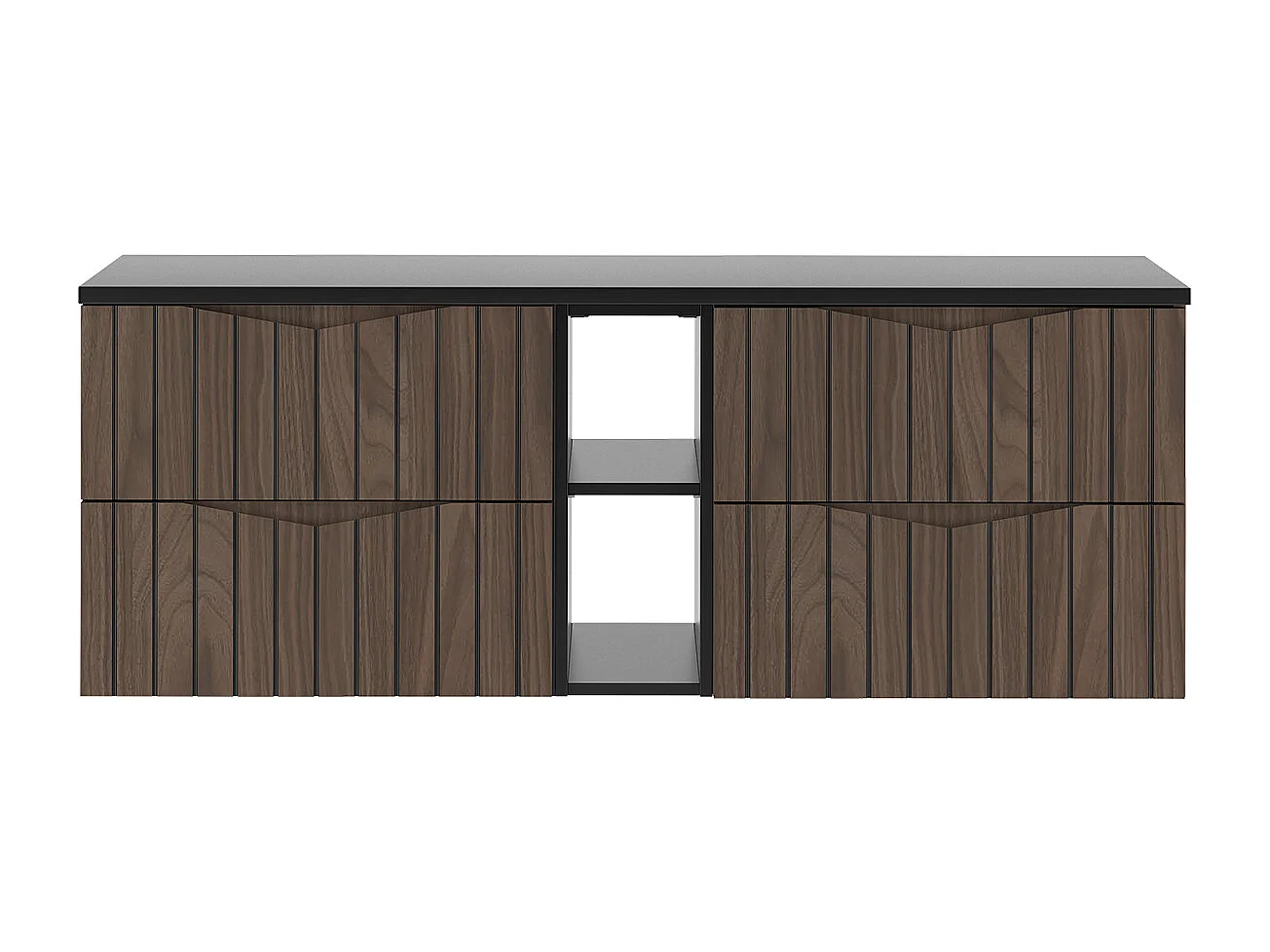 Meuble sous-vasque 140cm 2 niches plan de toilette Siena bois et noir