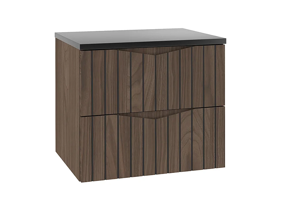 Meuble sous-vasque 60cm plan de toilette Siena bois et noir
