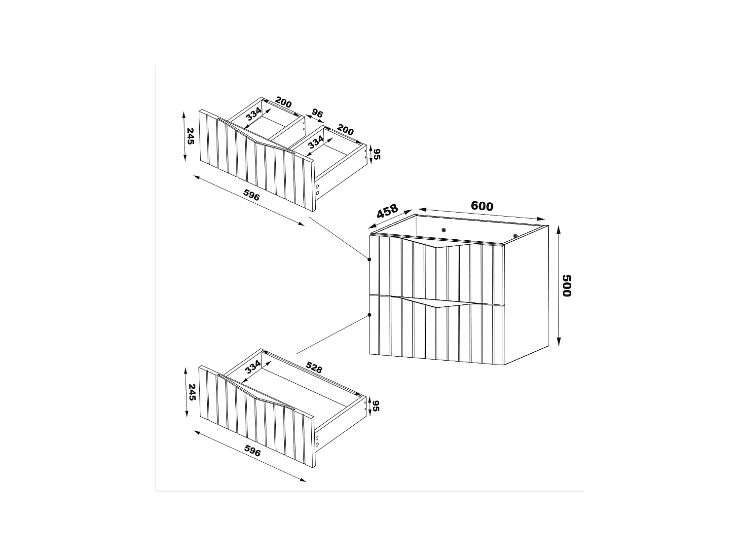 Mobile bagno senza lavabo Siena marrone e nero 60cm