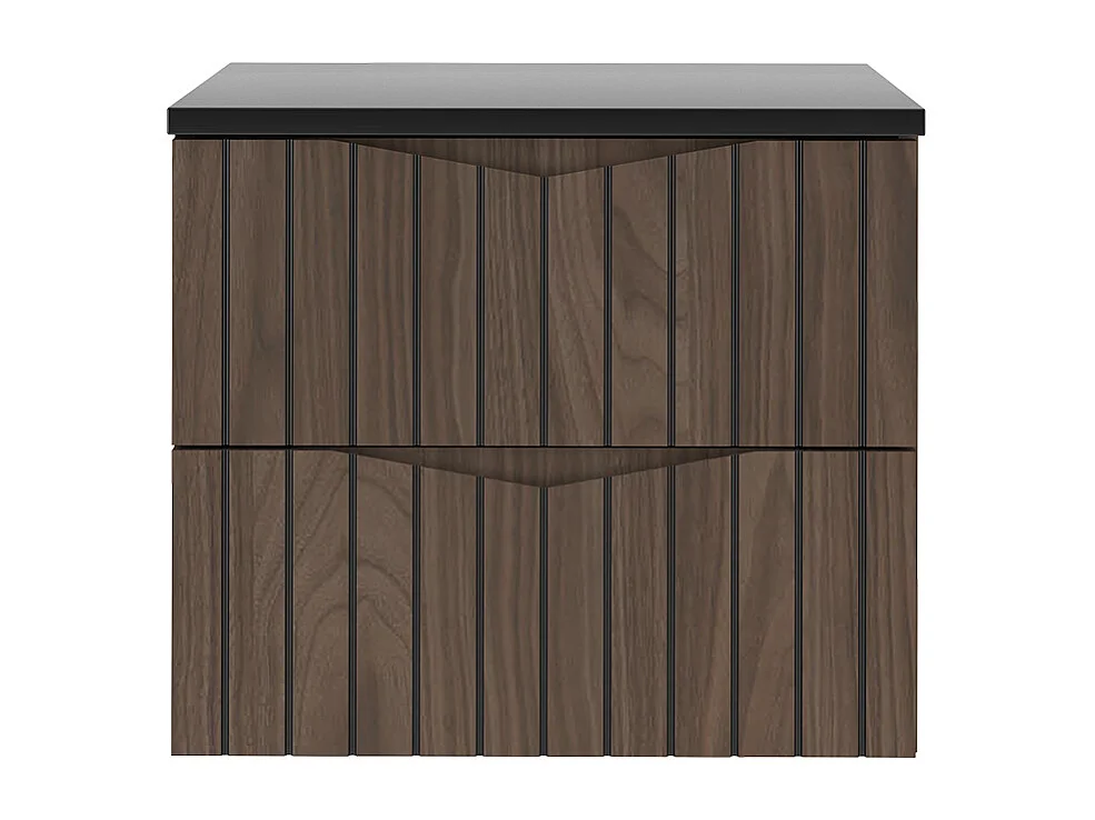 Wastafel 60cm Siena hout en zwart blad