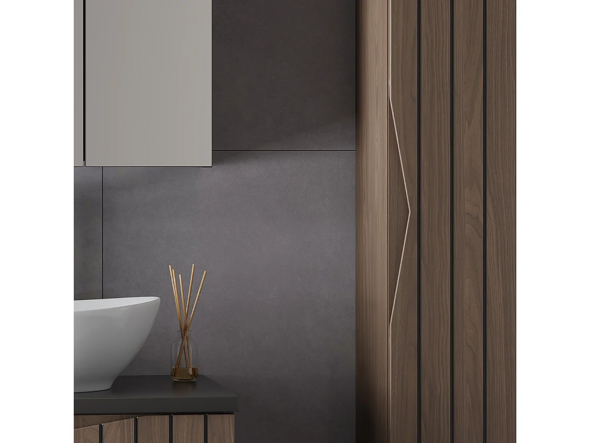 Wastafel 60cm Siena hout en zwart blad