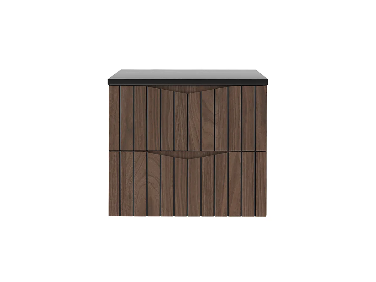 Wastafel 60cm Siena hout en zwart blad