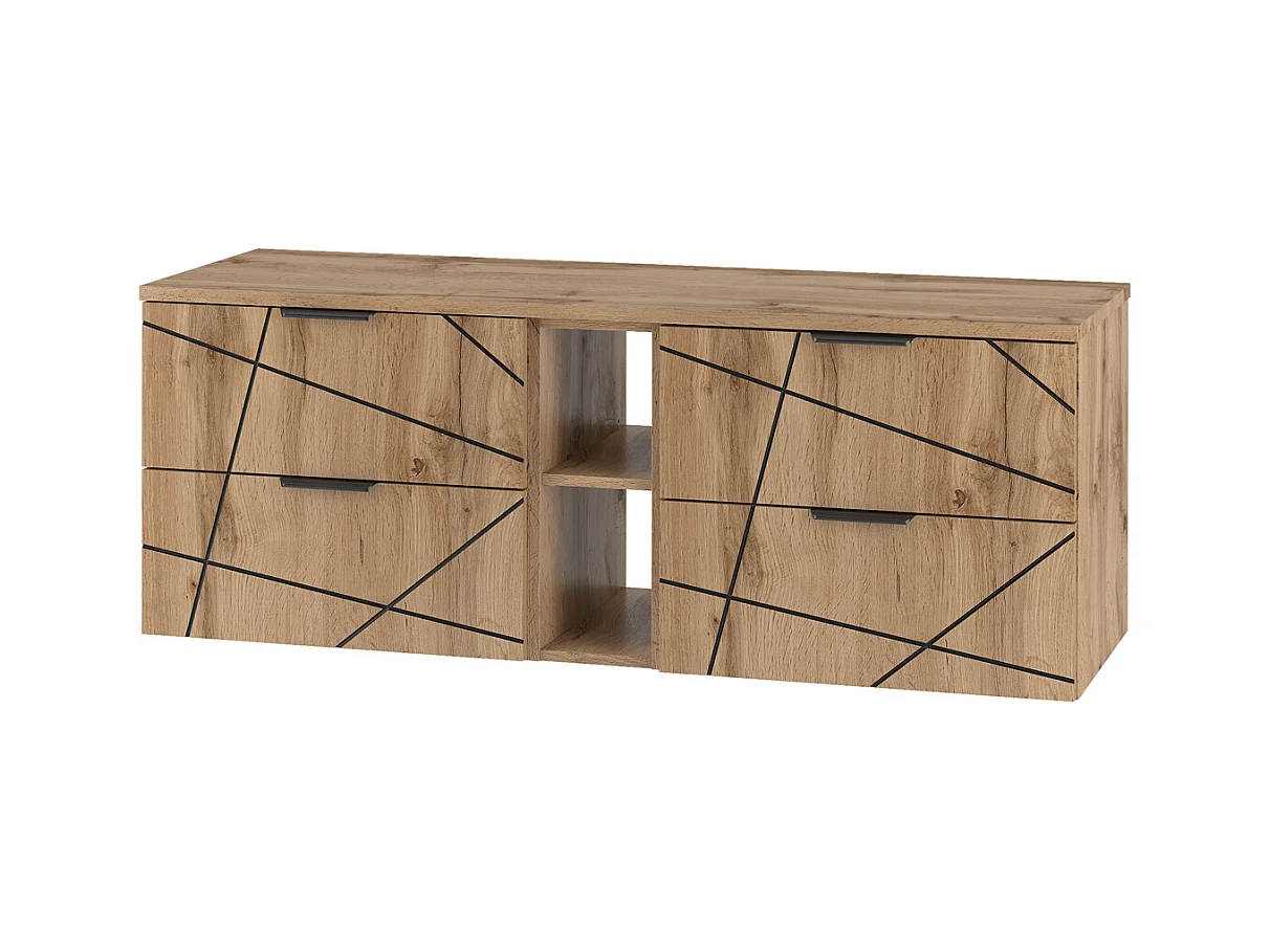 Meuble sous-vasque 140cm 2 niches plan de toilette Teren Bois