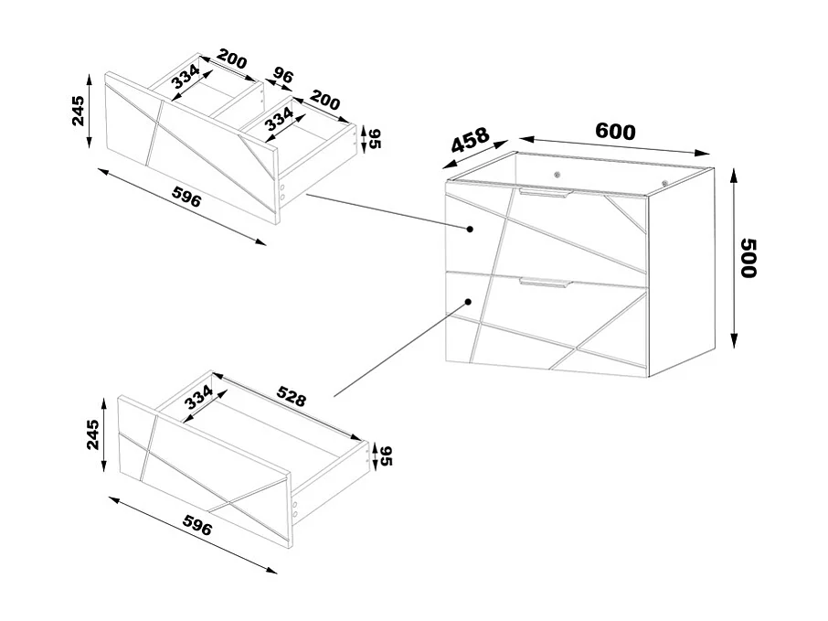Meuble sous-vasque 140cm 2 niches plan de toilette Teren Bois