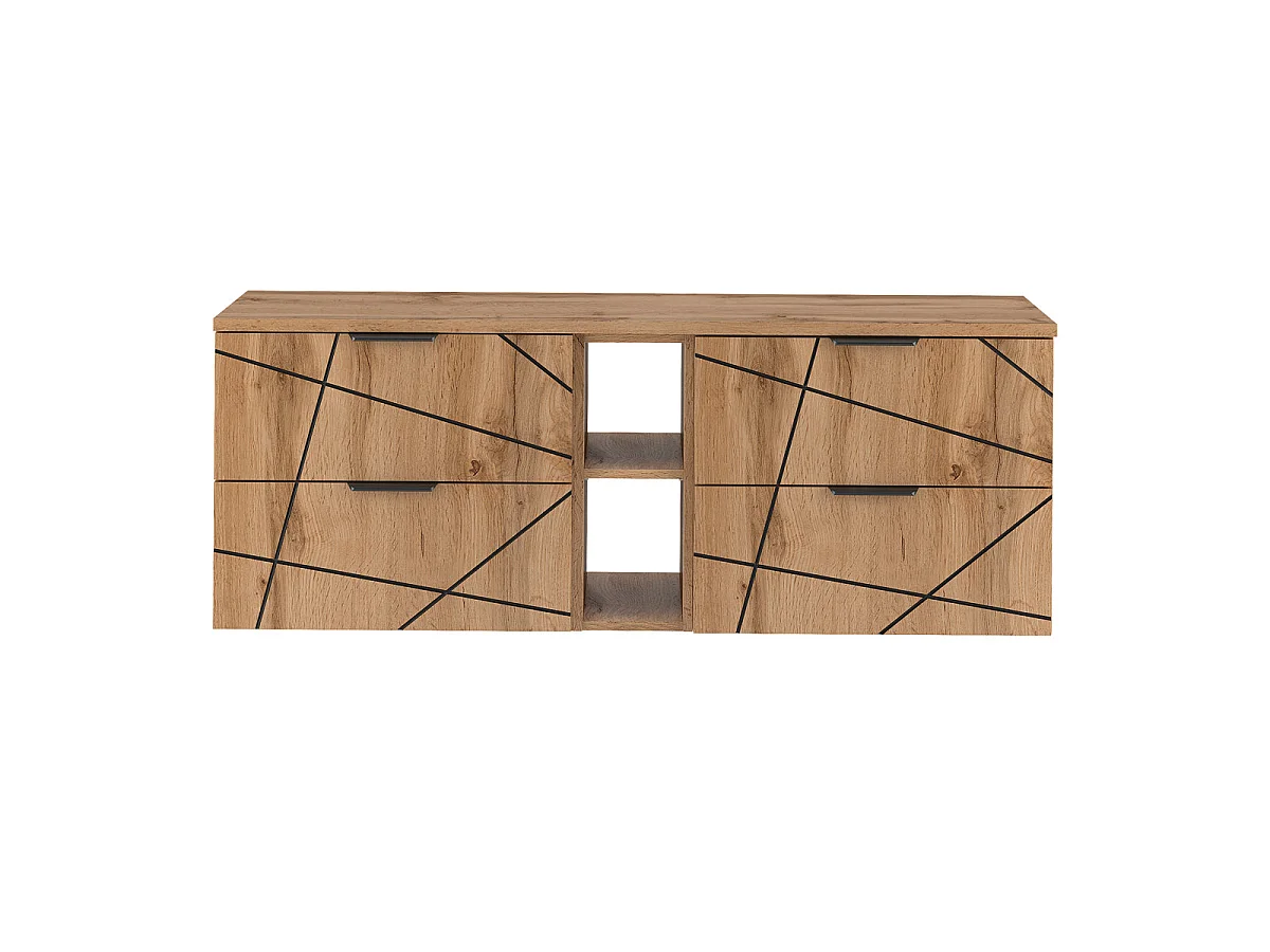Meuble sous-vasque 140cm 2 niches plan de toilette Teren Bois