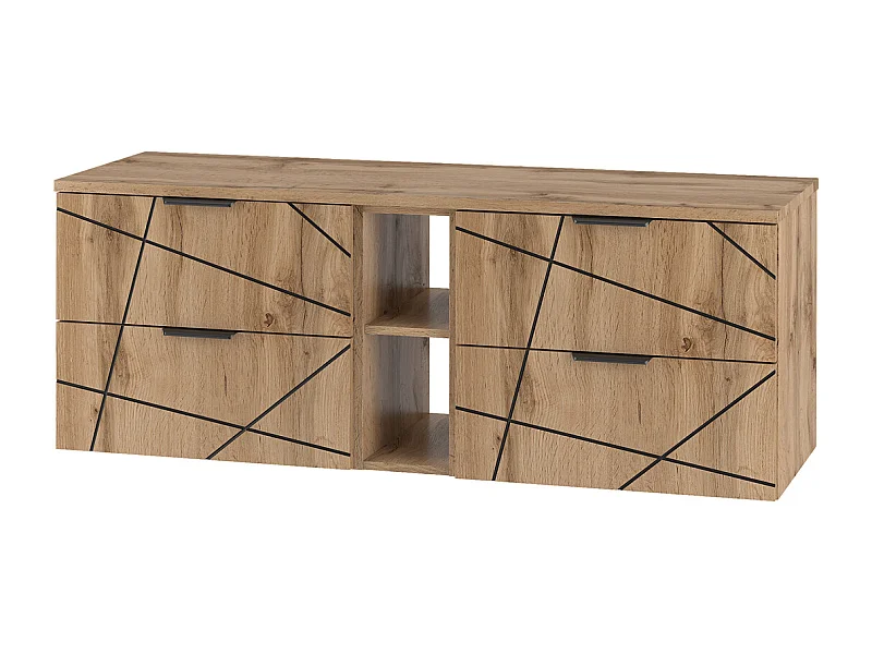 Wastafelonderbouw 140cm 2 nissen Teren Houten wastafelblad