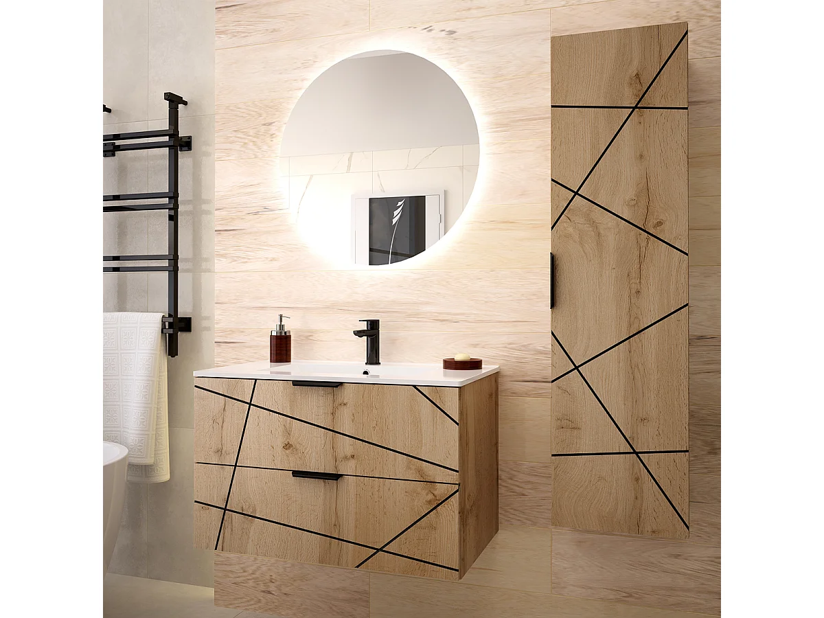 Meuble sous-vasque 80cm plan de toilette Teren Bois