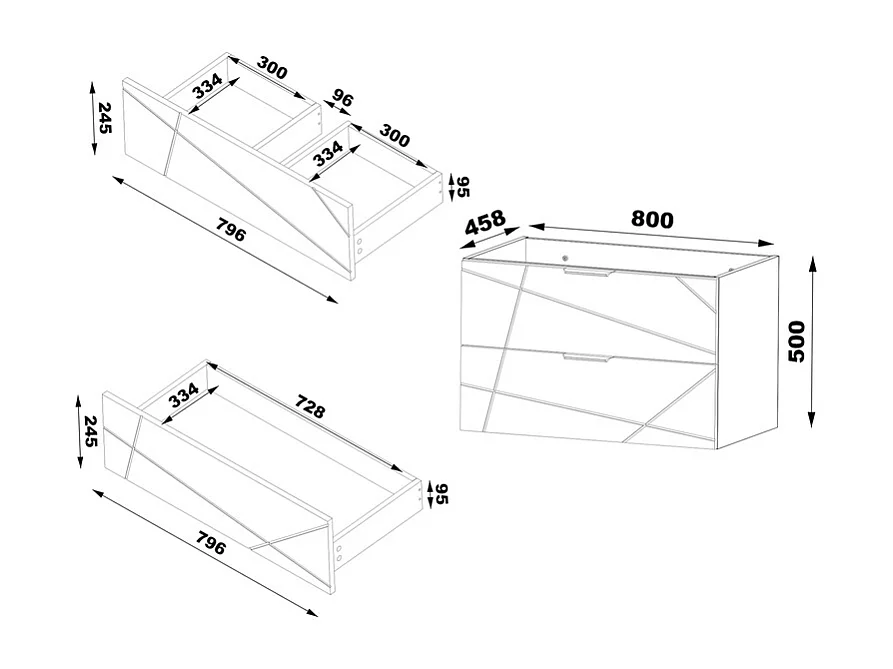 Meuble sous-vasque 80cm plan de toilette Teren Bois