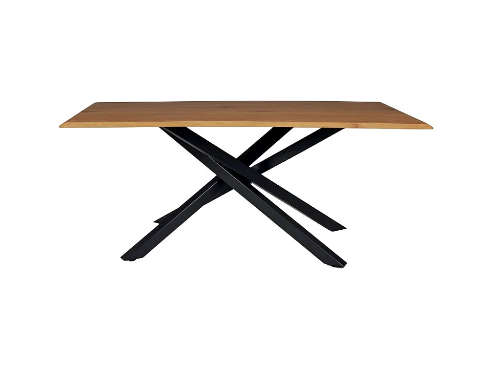 Table à manger MONTANA 180x90 CM- 8 personnes/ Plateau décor Chêne et Pieds métal noir
