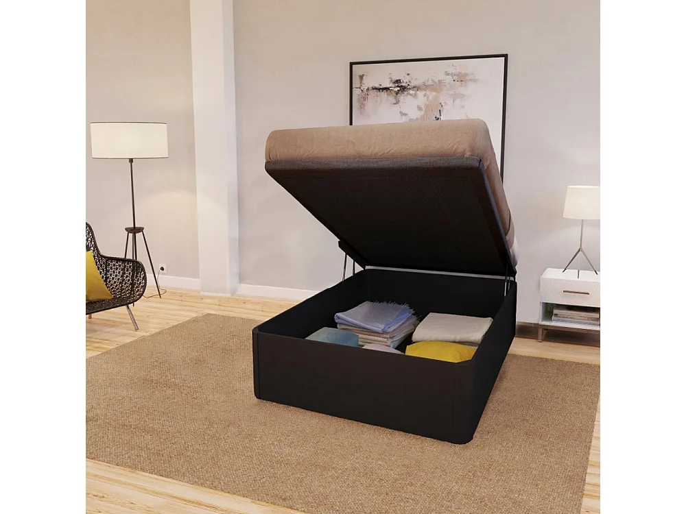 Lit coffre SPIRO 90x200 + 1 sommier / Noir
