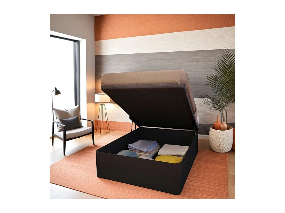 Lit coffre SPIRO 90x200 + 1 sommier / Noir