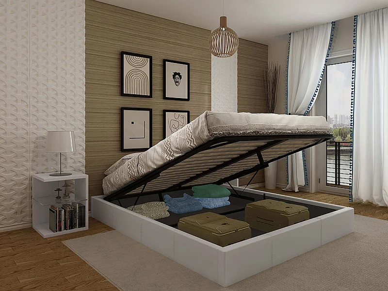 Cama Sommier Home de Casal (Branco)(200×160 cm)