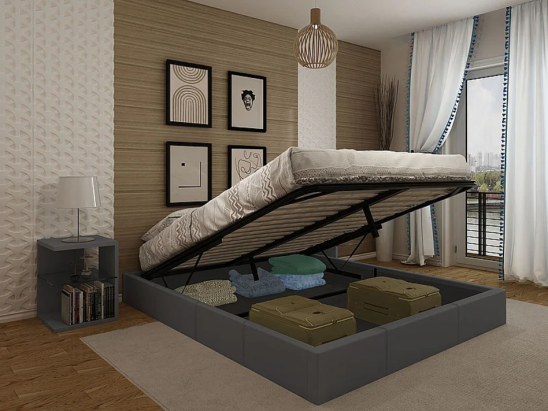 Cama Sommier Home de Casal (Cinza)(190×140 cm)