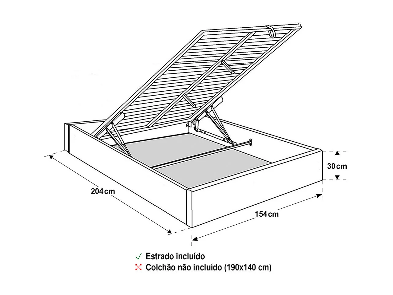 Cama Sommier Home de Casal (Cinza)(190×140 cm)