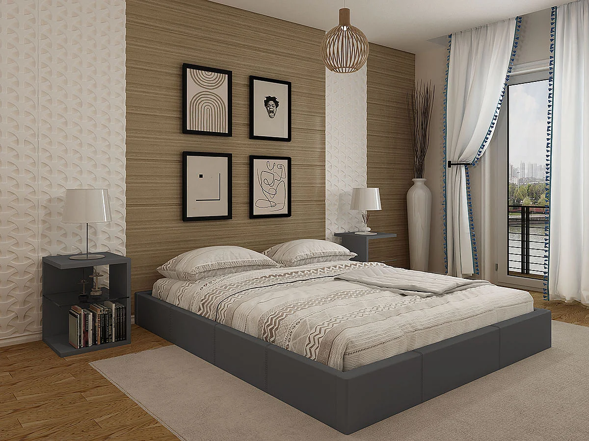 Cama Sommier Home de Casal (Cinza)(200×180 cm)