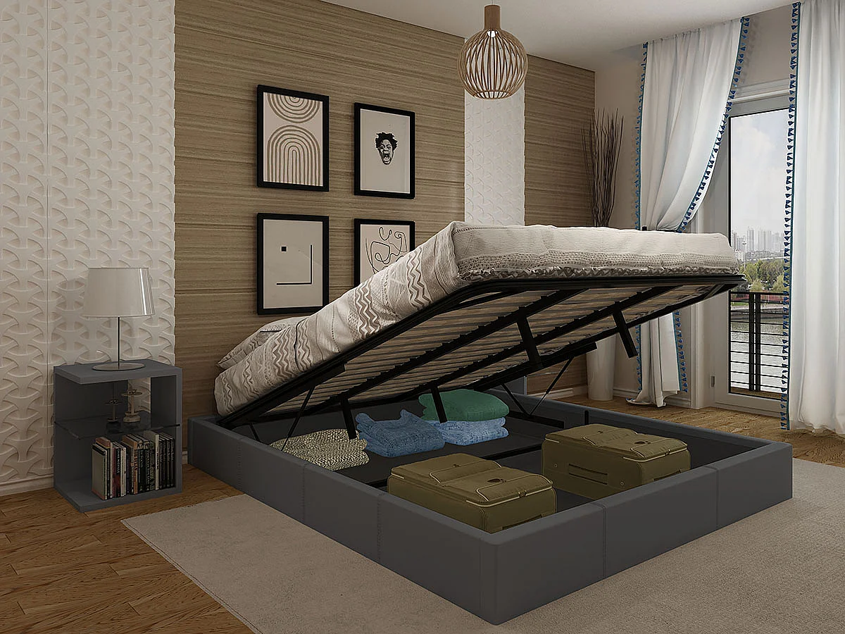 Cama Sommier Home de Casal (Cinza)(200×180 cm)