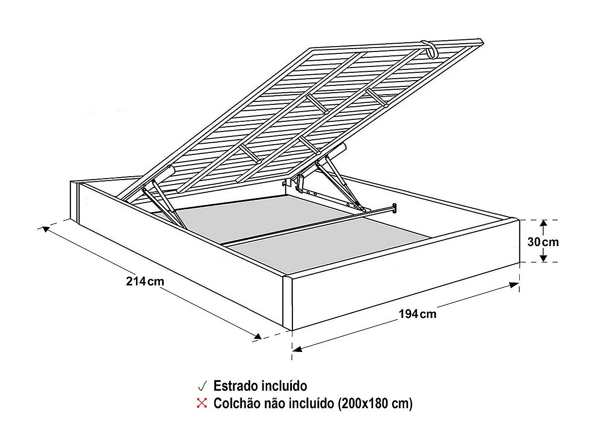 Cama Sommier Home de Casal (Cinza)(200×180 cm)