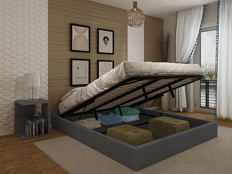 Cama Sommier Home de Casal (Cinza)(200×180 cm)