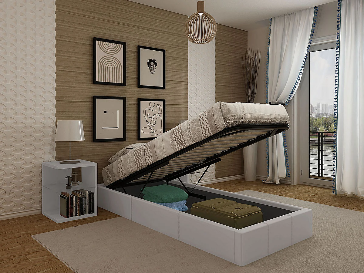 Cama Sommier Home Individual (Branco)(190×90 cm)