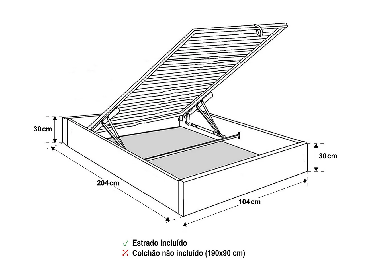 Cama Sommier Home Individual (Branco)(190×90 cm)