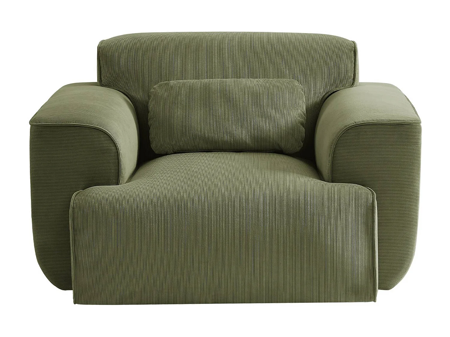 Sillón de pana con cojín verde