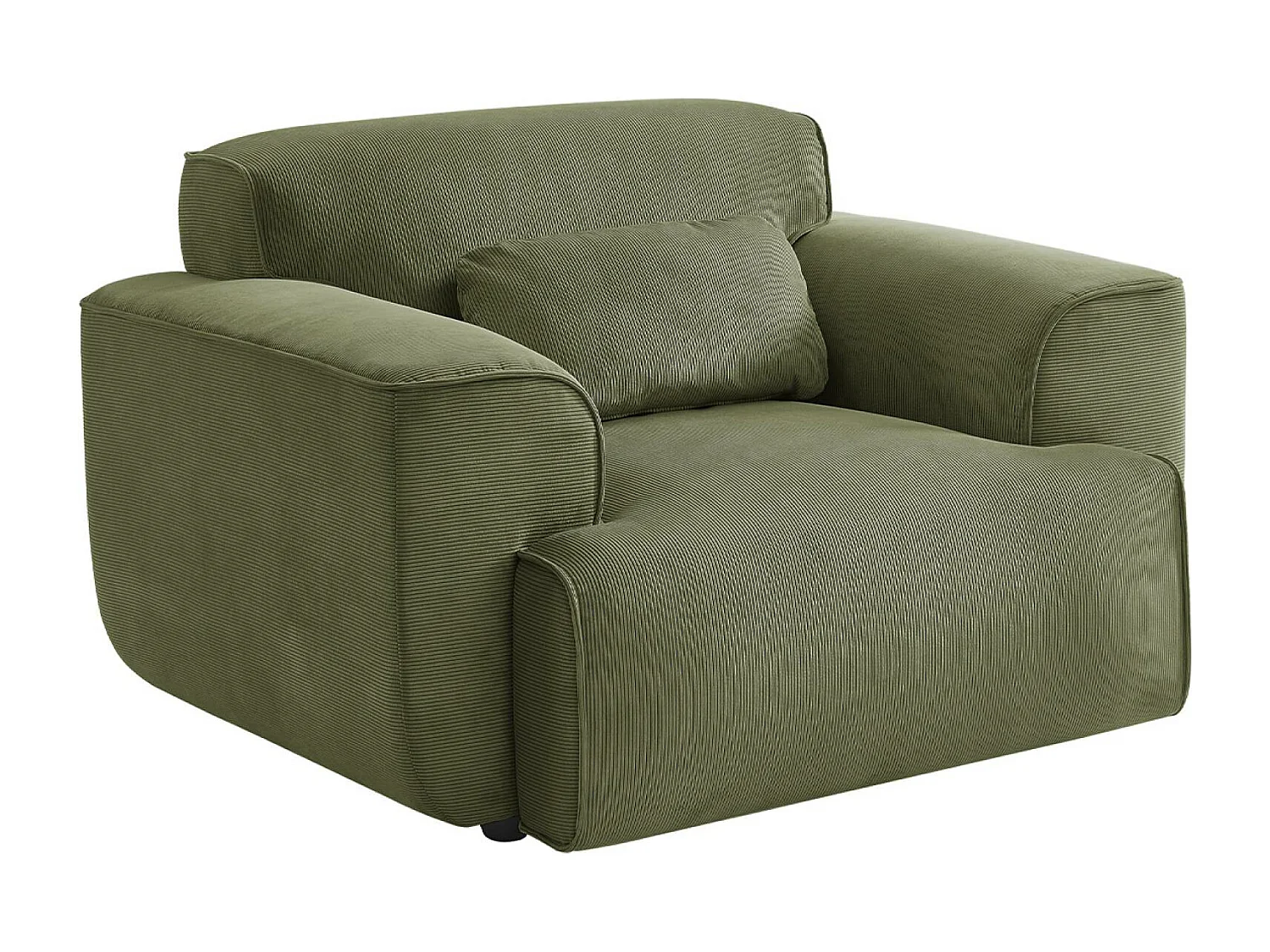 Sillón de pana con cojín verde