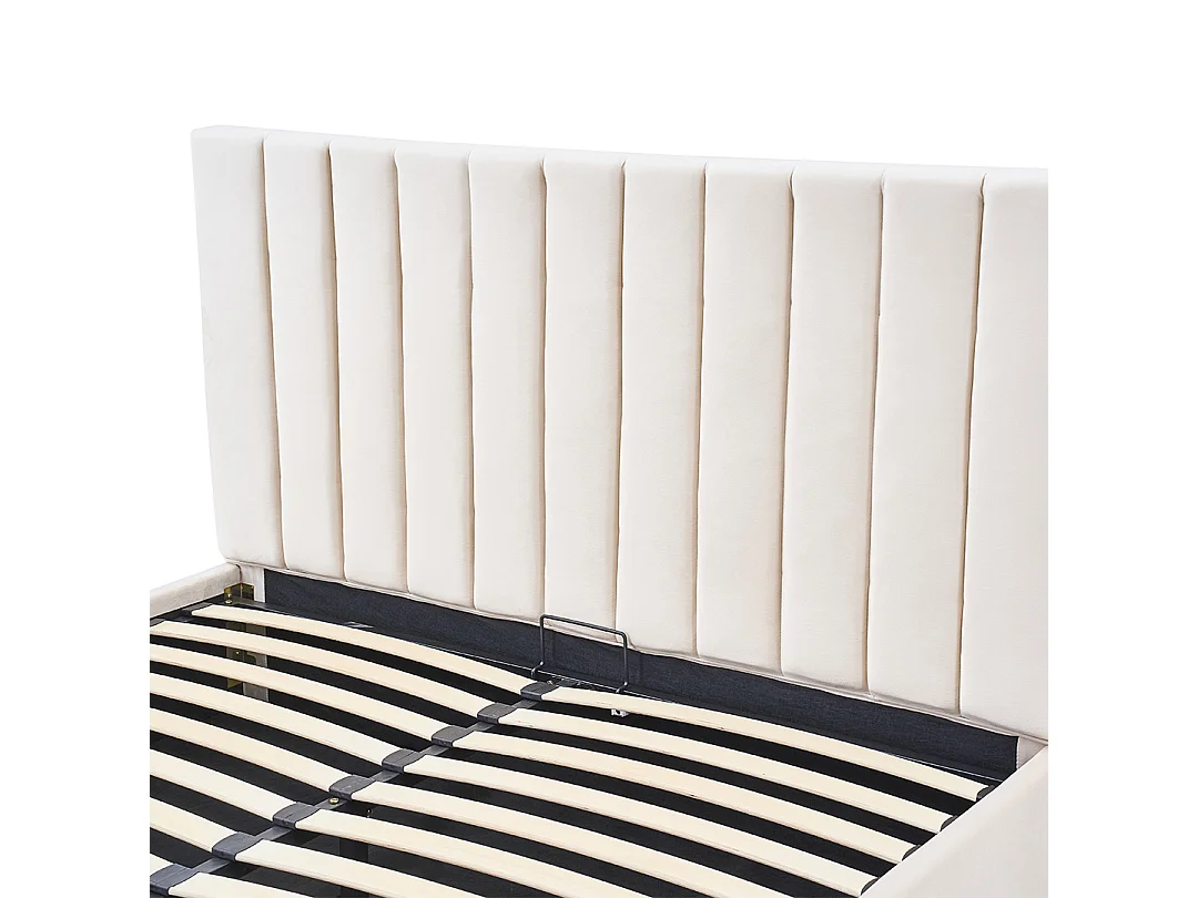 Lit coffre Giulia velours beige 140x190 cm