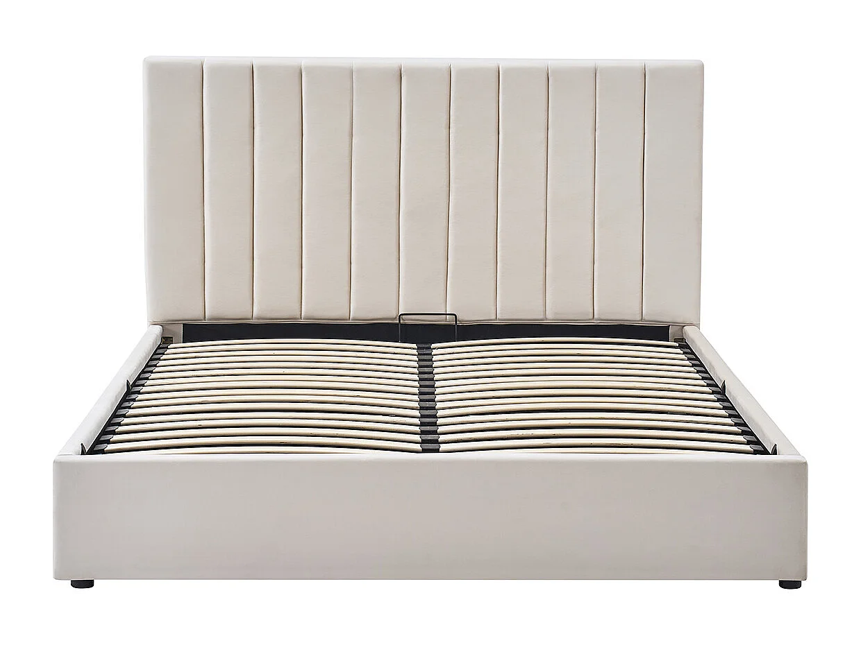 Lit coffre Giulia velours beige 180x200 cm