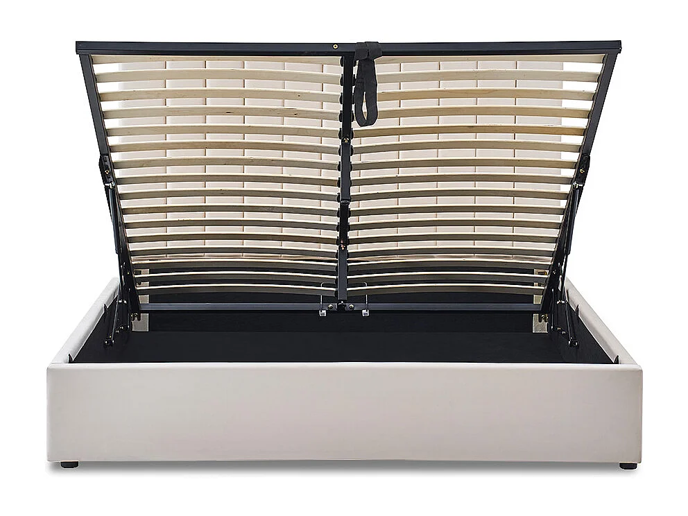 Lit coffre Giulia velours beige 140x200 cm