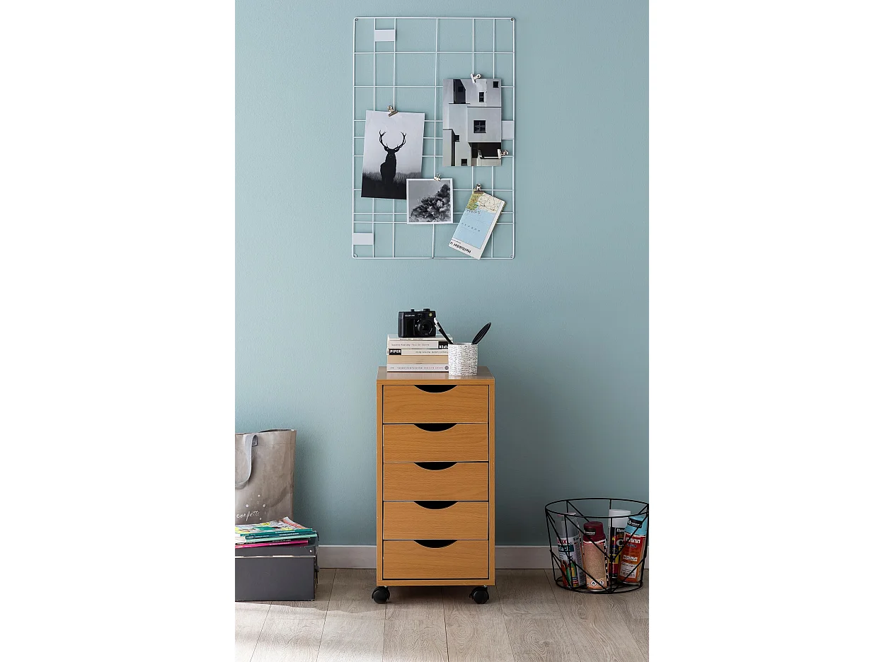 rouleau récipient MINA 33 x 68 x 38 cm MDF 5 tiroirs Sonoma | Unité de tiroir moderne avec des