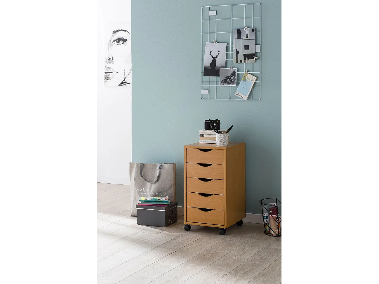 rolcontainer MINA 33 x 68 x 38 cm MDF 5 laden Sonoma |