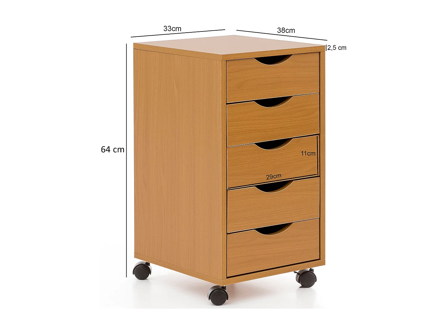 rolcontainer MINA 33 x 68 x 38 cm MDF 5 laden Sonoma |