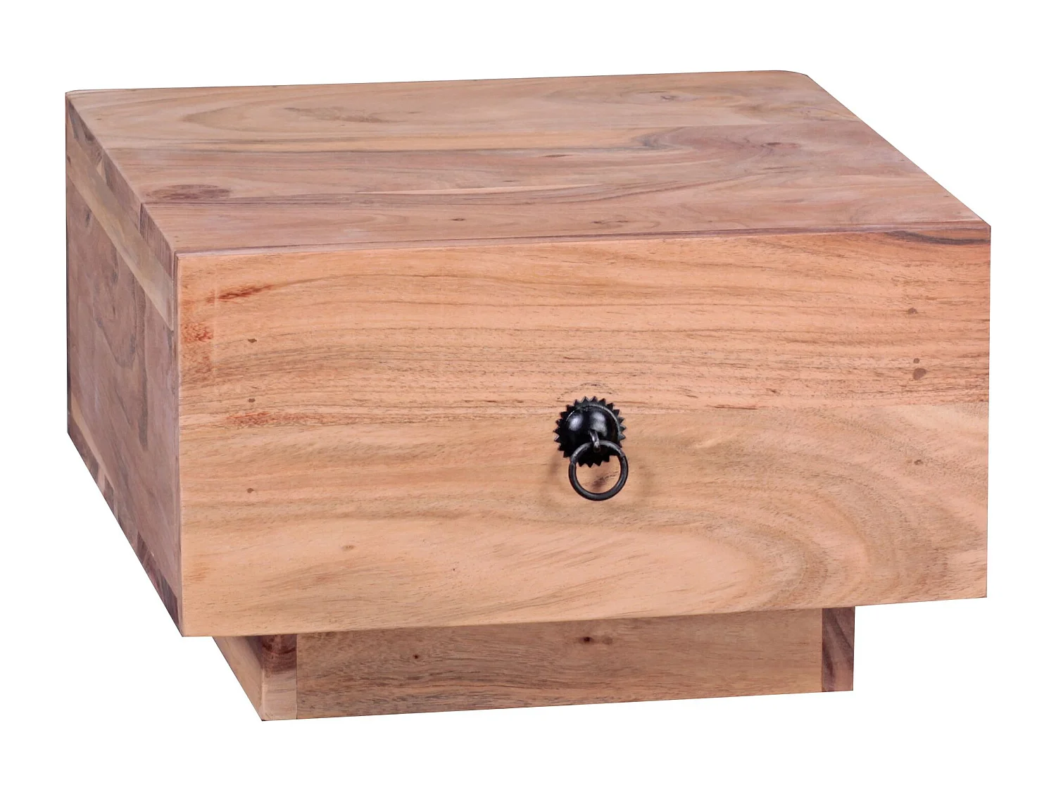 Design Nachttisch MUMBAI Massiv-Holz Akazie 40x40x25 cm, Moderne Nacht-Kommode mit Schublade,