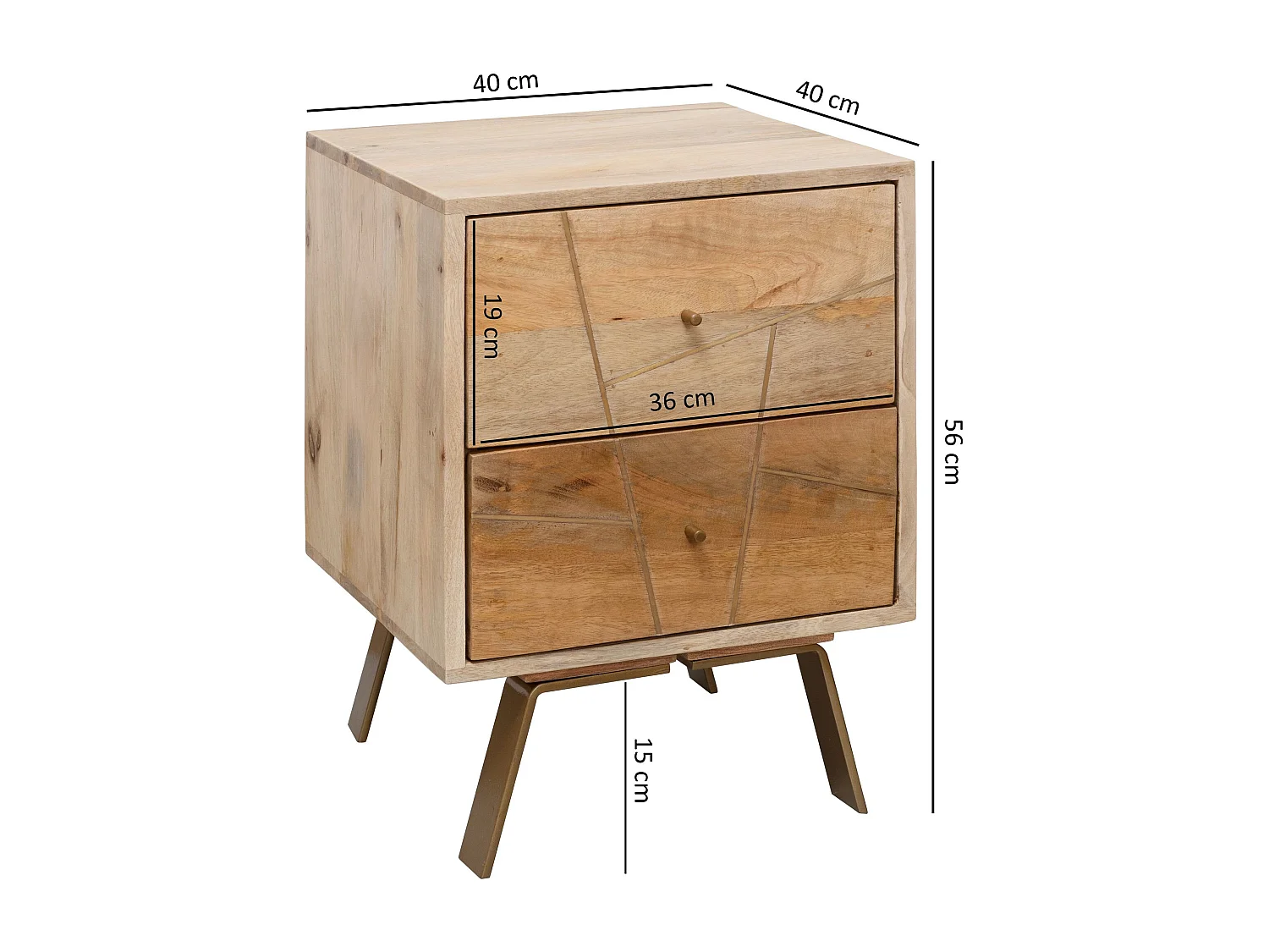 Nachtkonsole SIKAR 40x56x40cm Mango Massivholz Nachtschrank Hoch, Landhaus Nachtkommode