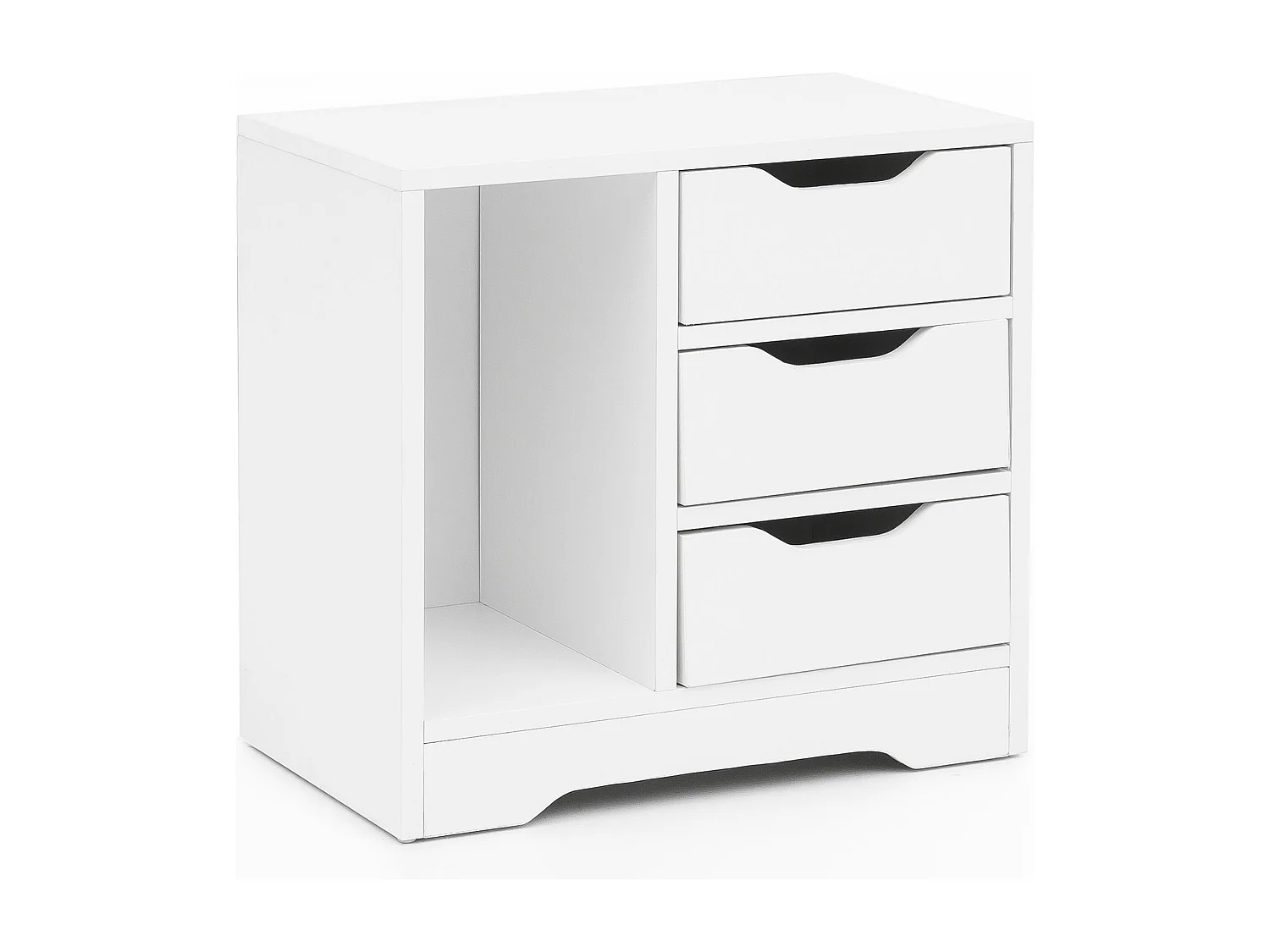 Nachtkonsole WL5.708 49x50x30 cm Weiß Matt 3 Schubladen 1 Ablagefach, Weisse Nachtkommode mit