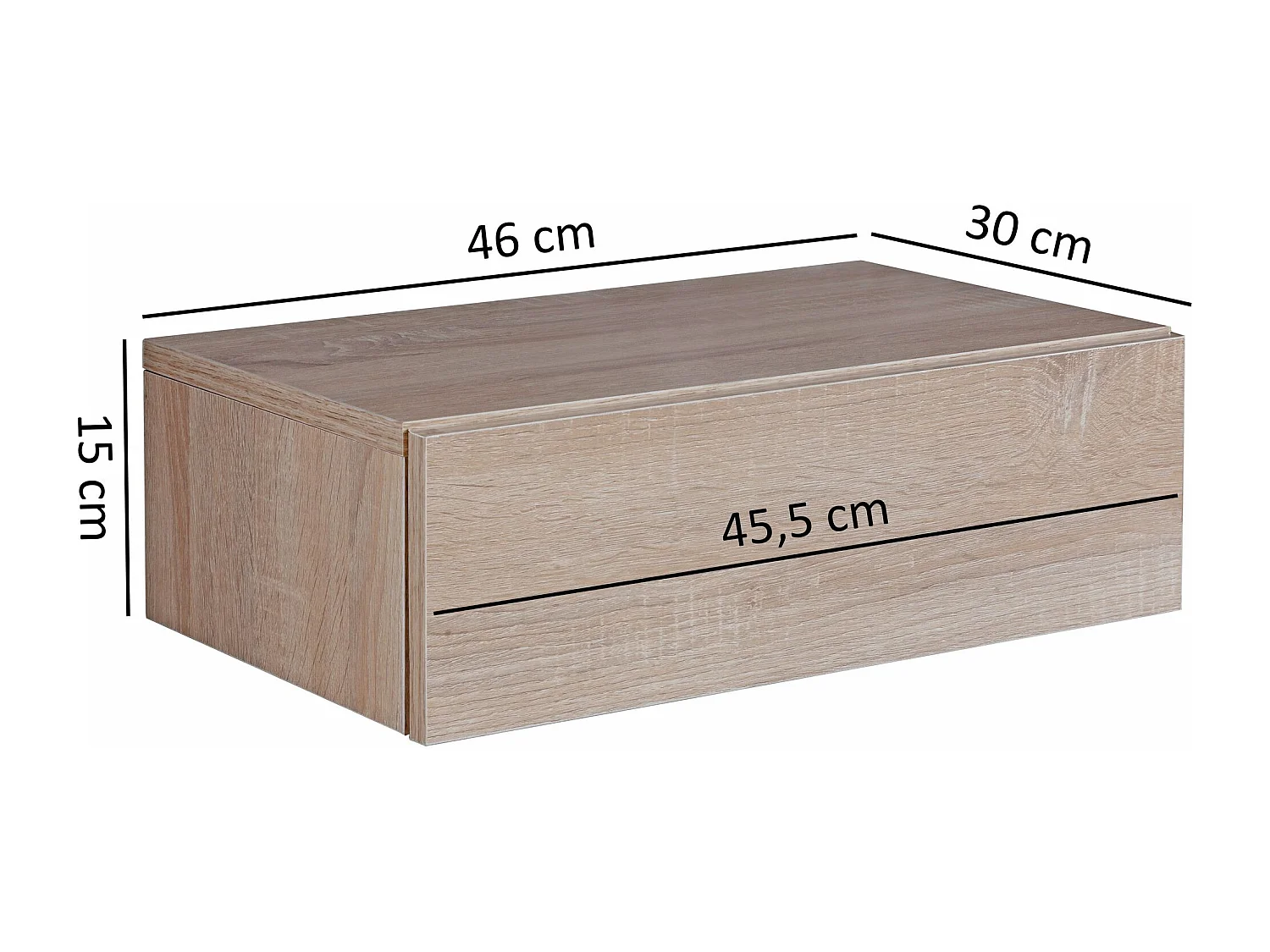 Nachtkonsole ZADAR für Wandmontage 46x15x30cm Sonoma Nachttisch Holz, Wandregal mit Schublade,