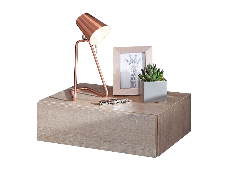 Nachtkonsole ZADAR für Wandmontage 46x15x30cm Sonoma Nachttisch Holz, Wandregal mit Schublade,