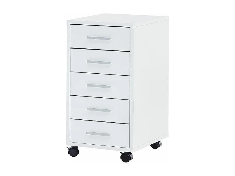 Rolcontainer LISA - Wit 33 x 63 x 38 cm - Vijf laden met wielen