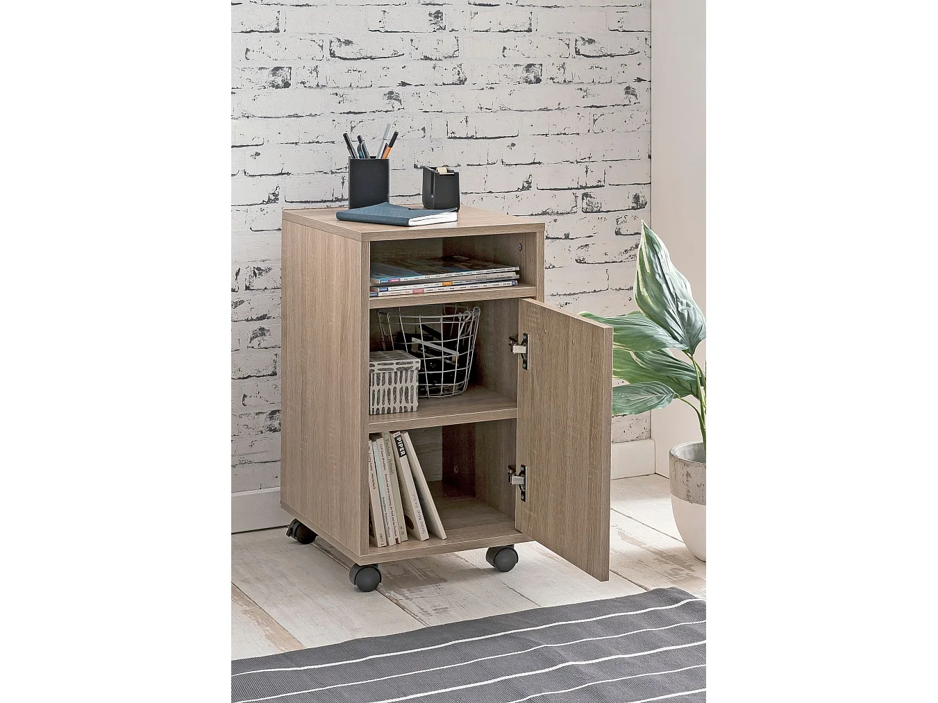 conteneur à roulettes WL5.929 Sonoma 33x60x38cm conteneur armoire de bureau conteneur | Conteneur