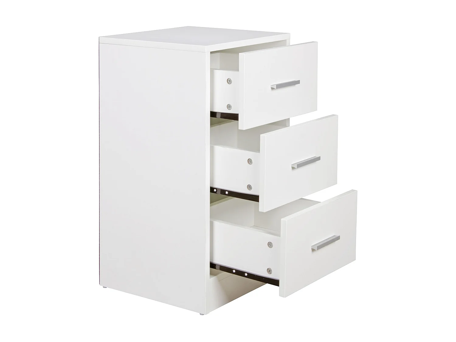 bed OLAV Holz nachtkastje met 3 laden moderne witte | Ontwerp nachtkastje 37,5 x 68 x 35 cm | Extra hoge bed