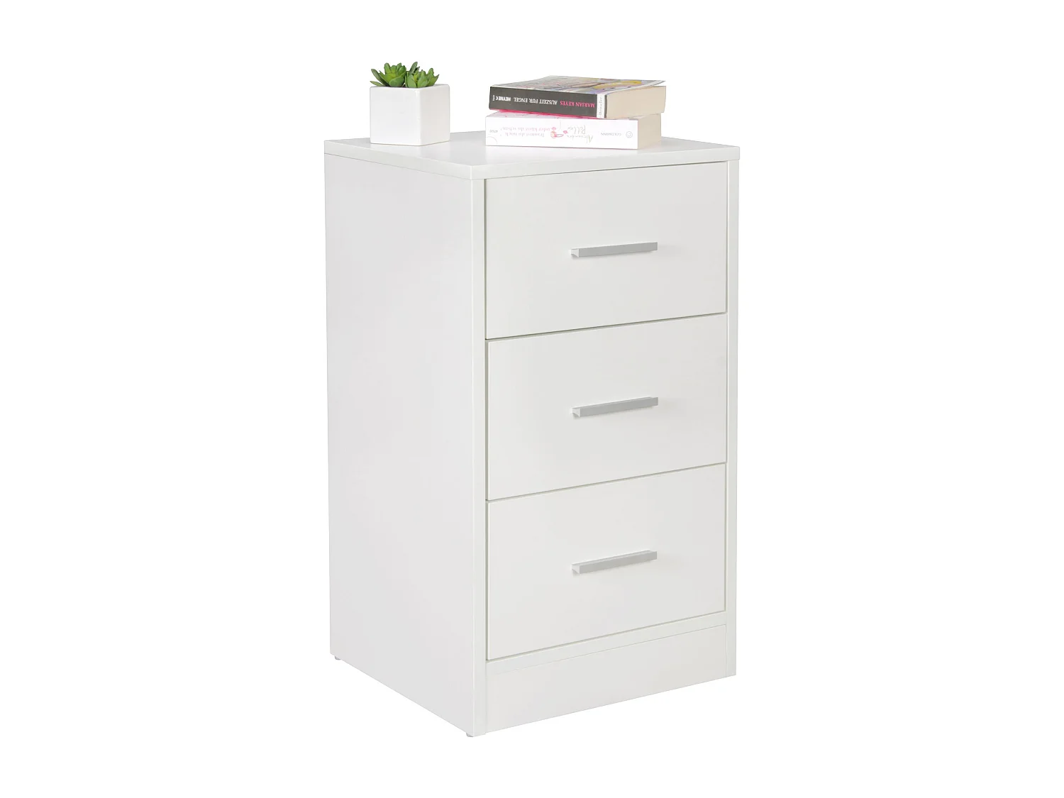 bed OLAV Holz nachtkastje met 3 laden moderne witte | Ontwerp nachtkastje 37,5 x 68 x 35 cm | Extra hoge bed